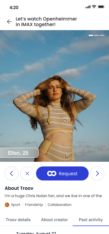 Activity discovery screen